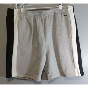 NWT Lacoste Brushed Fleece Colorblock Shorts‎ Grey/Black [GH5584-51-SJ1], 3XL
